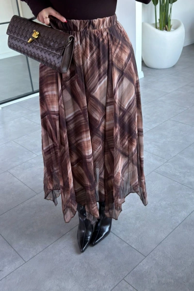 KAHVE FIRÇA DARBELİ EKOSE DESEN ETEK