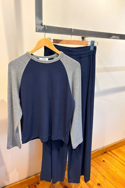 LACİVERT GRİ BİSİKLET YAKA TAKIM