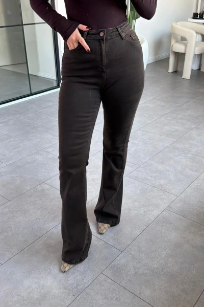 KAHVE İSPANYOL PAÇA LİKRALI PANTOLON