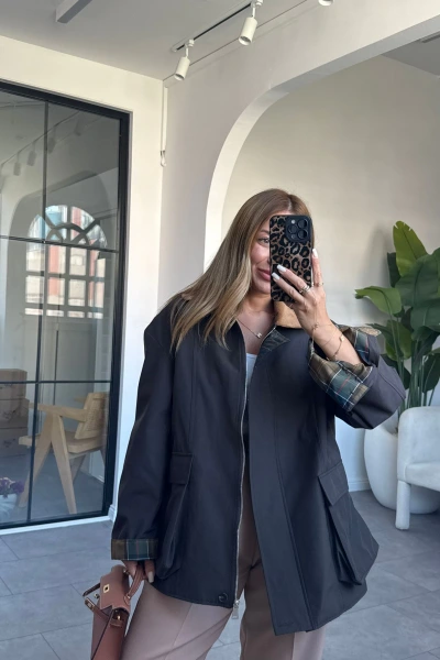 KAHVE KADİFE YAKALI TRENÇ MONT