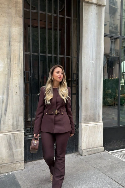 KAHVE MODERN KEMERLİ TAKIM