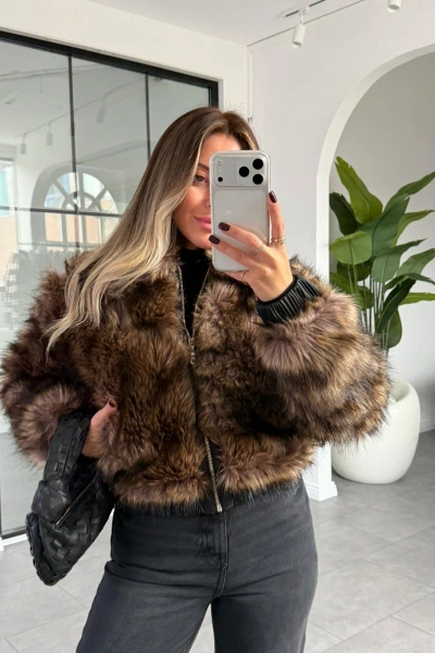 KAHVE PAMONA KÜRK CEKET