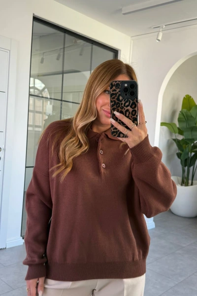 KAHVE POLO YAKA KAZAK