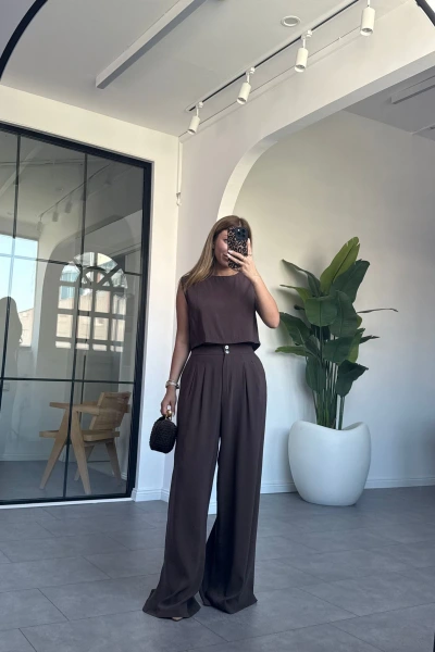 KAHVE SIRTI DÜĞMELİ MODAL TAKIM