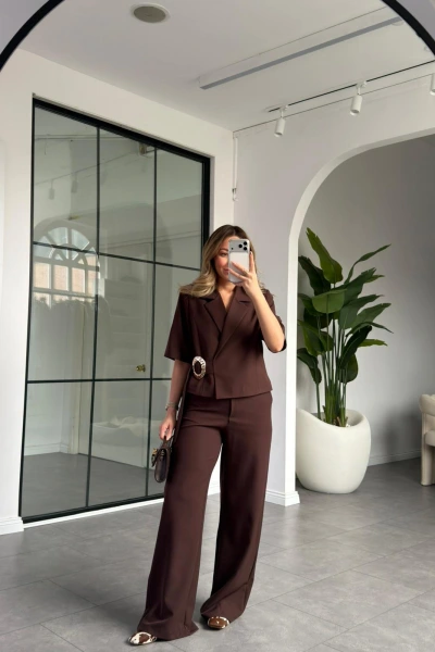 KAHVE TEK TOKALI CEKET TAKIM 9511