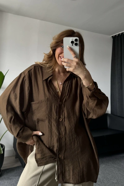 Kahve Tensel Viral Salaş Gömlek-PRY