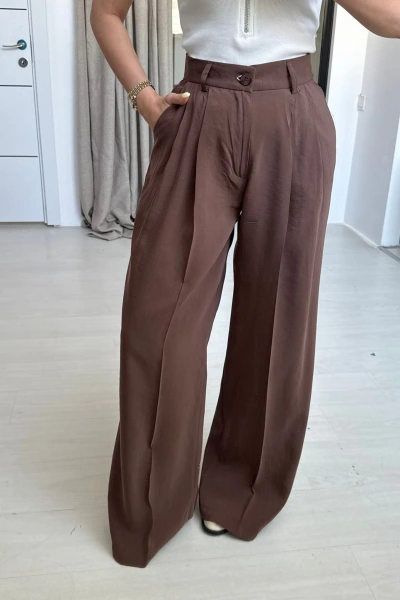 KAHVE TENSEL YÜKSEK BEL PANTOLON