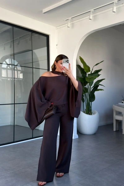 KAHVE YARASA KOL FULARLI TAKIM