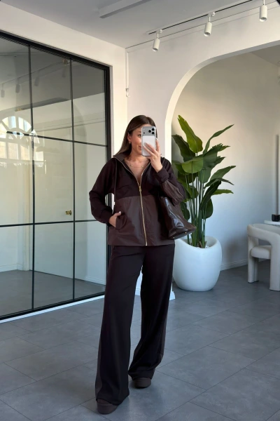 KAHVERENGİ PARAŞÜT DETAY MODAL TAKIM