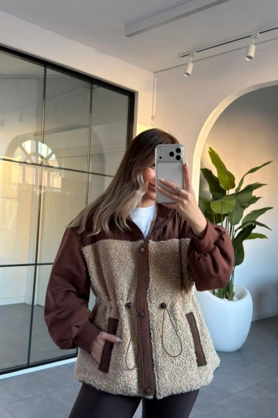 KAHVERENGİ PARAŞÜT DETAY PELUŞ MONT