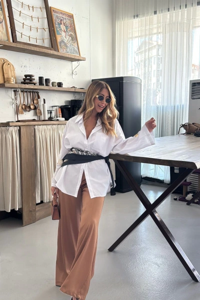 KARAMEL SATEN PANTOLON