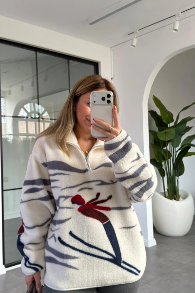 KAYAK DESEN PELUŞ SWEATSHİRT