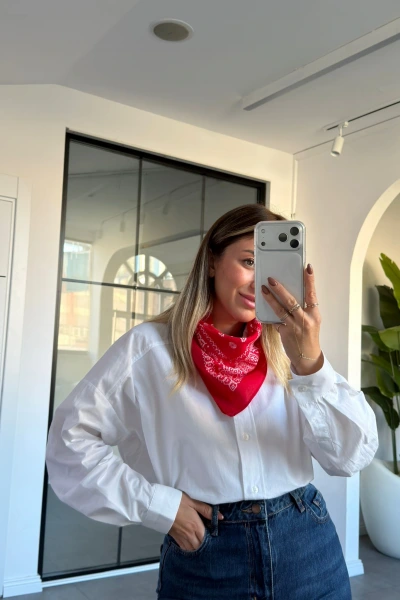 KIRMIZI PAMUK KUMAŞ FULAR