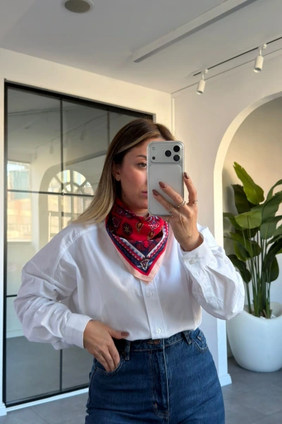 KIRMIZI ETNİK DESEN FULAR