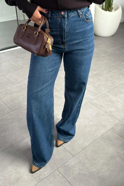 KOYU MAVİ BOL PAÇA JEAN