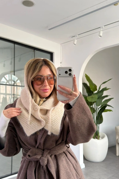 KREM BALACLAVA ŞAPKA