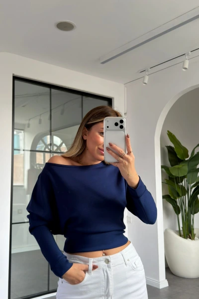 PARLEMENT MAVİSİ OYSH MARKA YARASA KOL BLUZ