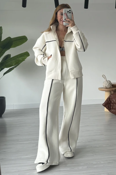 Ekru Şerit Detay Takım