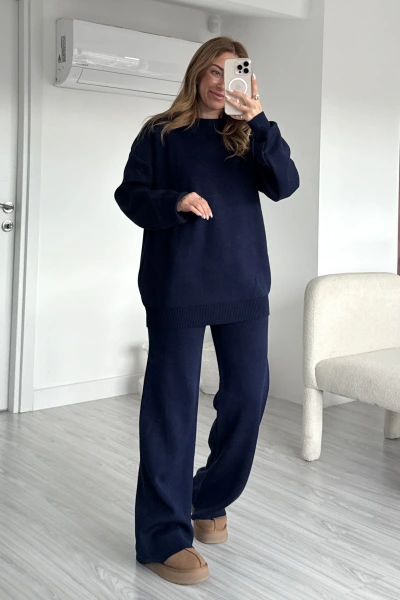 Lacivert Bisiklet Yaka Triko Takım