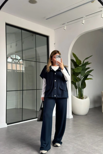 LACİVERT EKRU 3LÜ SPOR TAKIM