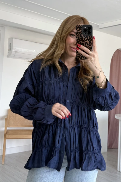 Lacivert Gipeli Gömlek