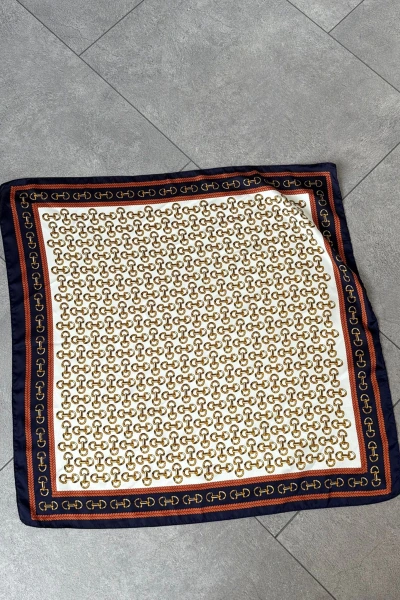 LACİVERT HORSEBİT DESEN İPEK ŞAL