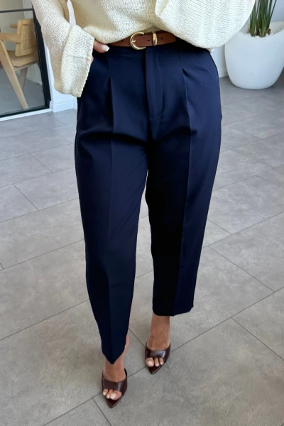 LACİVERT KEMERLİ PREMİUM KUMAŞ PANTOLON