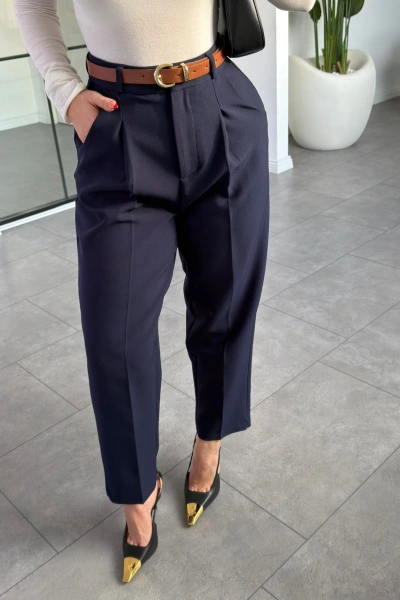 LACİVERT KEMERLİ PREMİUM KUMAŞ PANTOLON