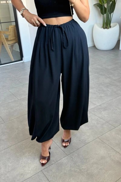 LACİVERT PAÇASI LASTİKLİ ŞALVAR PANTOLON
