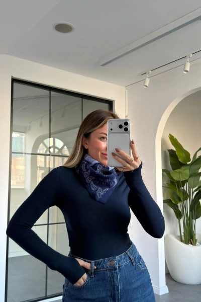 LACİVERT ŞAL DESEN FULAR