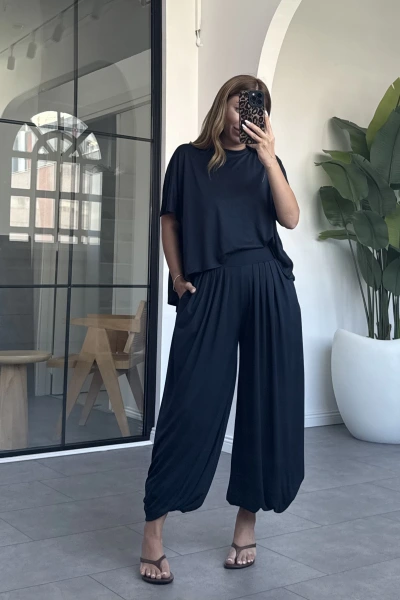 LACİVERT ŞALVAR MODEL MODAL TAKIM