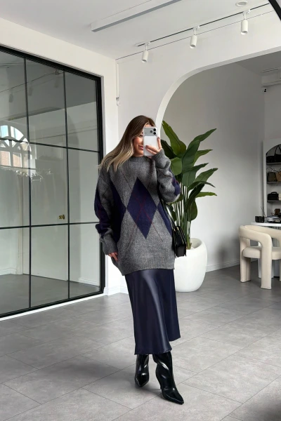 LACİVERT SATEN ETEK