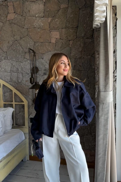 LACİVERT SÜET BOMBER CEKET