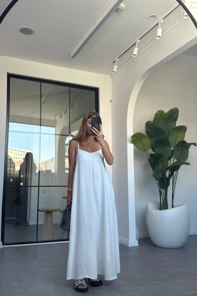 ENNA BEYAZ ASKILI ELBİSE