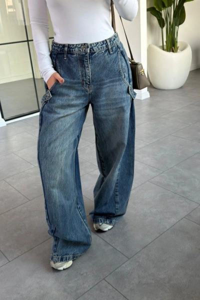 MAVİ BAGGY YANLARI KEMER AKSESUARLI JEAN