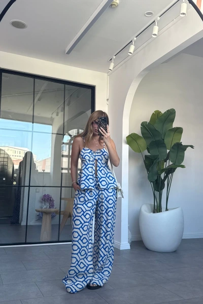 MAVİ BATİK BAĞLAMA DETAY TAKIM