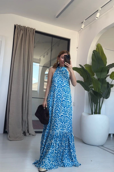 MAVİ EBRULİ ELBİSE