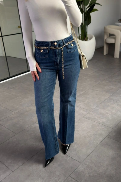 MAVİ GOLD KEMERLİ WİDELEG JEAN