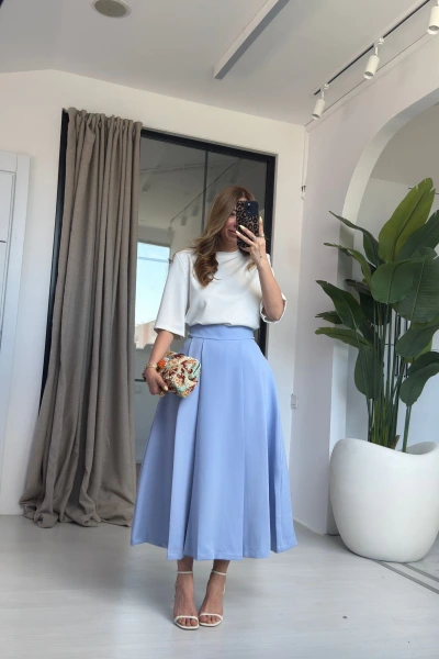 MAVİ KLOŞ MİDİ BOY ETEK