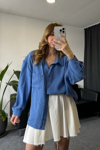 Mavi Tensel Viral Salaş Gömlek-ML