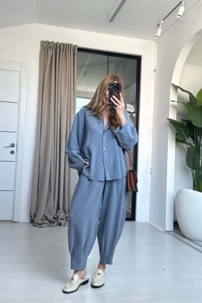 MAVİ YUMOŞ DOKULU MODAL TAKIM