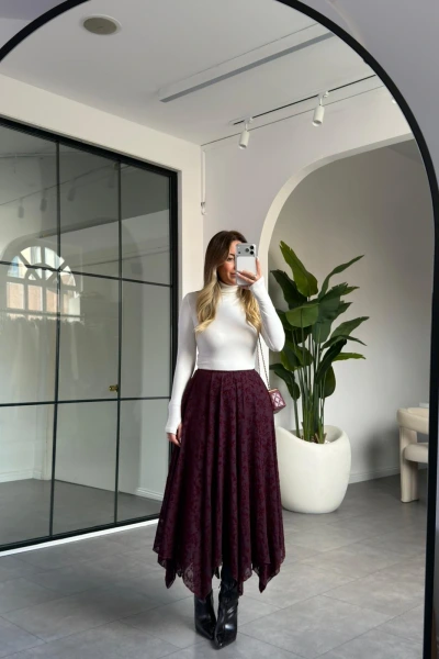 MÜRDÜM FLOK BASKI ASİMETRİK ETEK