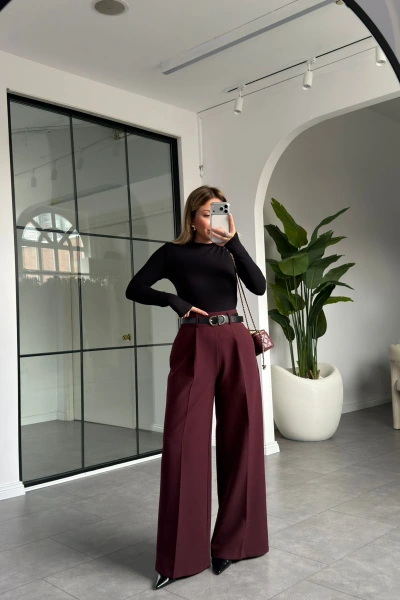 MÜRDÜM KEMERLİ PALAZZO PANTOLON