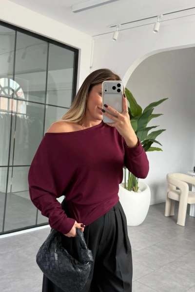 BORDO OYSH MARKA YARASA KOL BLUZ