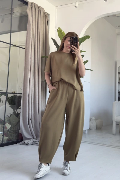 Olive Kısa Kol Modal Relax Takım