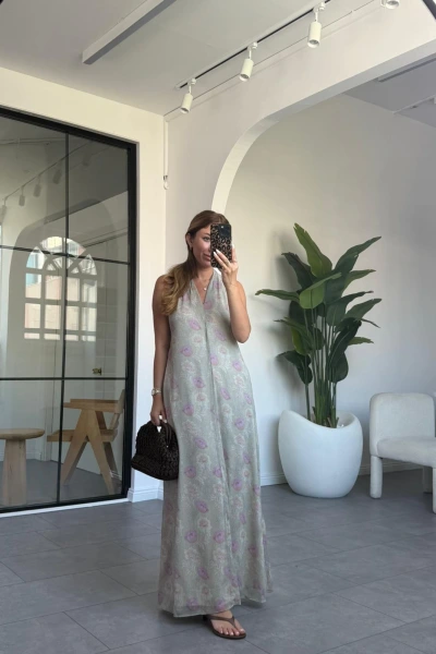 OMİLLY SIRT DETAY ŞİFON ELBİSE