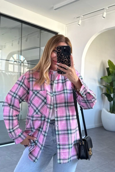 PEMBE ÇITÇITLI ODUNCU GÖMLEK