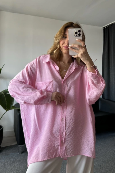 Pembe Tensel Viral Salaş Gömlek