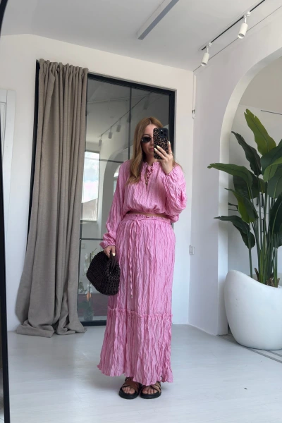 PEMBE ORJİNAL MARKA KRAŞLI ETEKLİ TAKIM