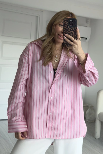 Pembe ZR Model Çizgili Gömlek
